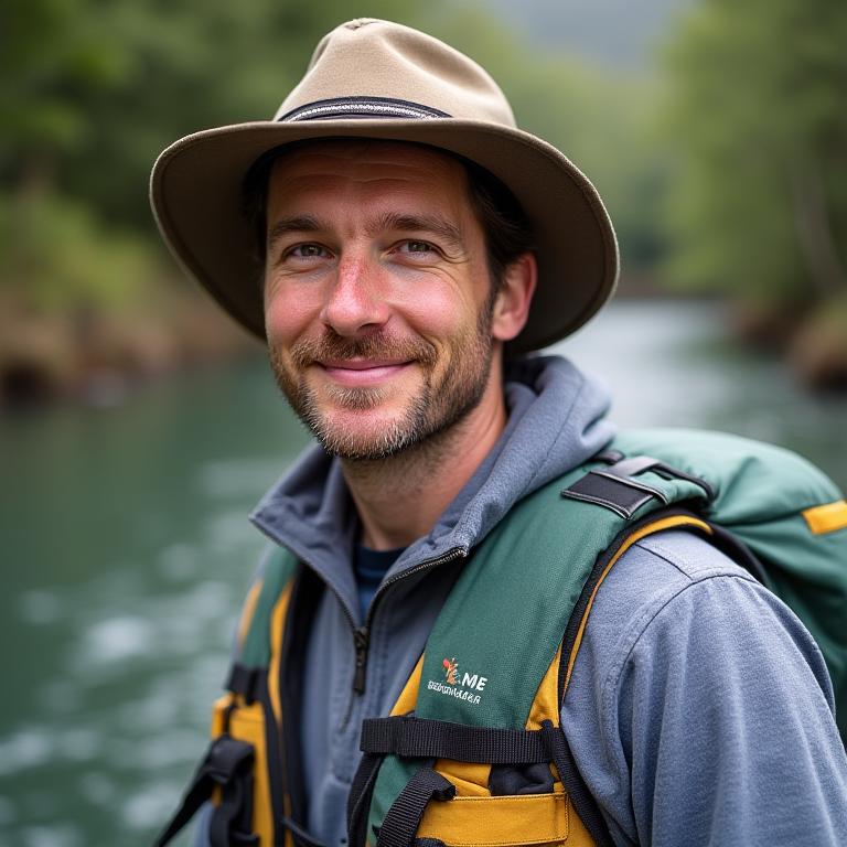 Portrait d'Antoine Dubois, guide expert en expéditions fluviales.
