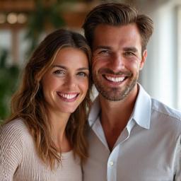 Portrait souriant d'Élodie et Marc